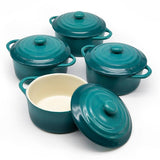 Kook Mini Casserole Dishes & Lids, Ceramic, 12 oz,