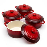 Kook Mini Casserole Dishes & Lids, Ceramic, 12 oz,