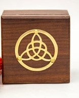 Wood Celtic Box With Brass Celtic Symbol