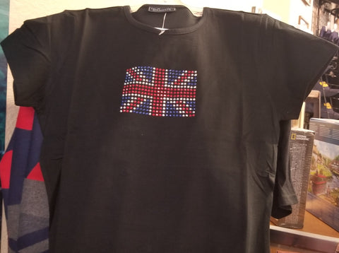 Ladies Black Union Jack Tshirt