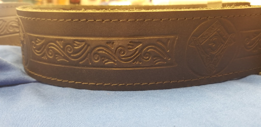 Masonic Embossed Leather Kilt Belt