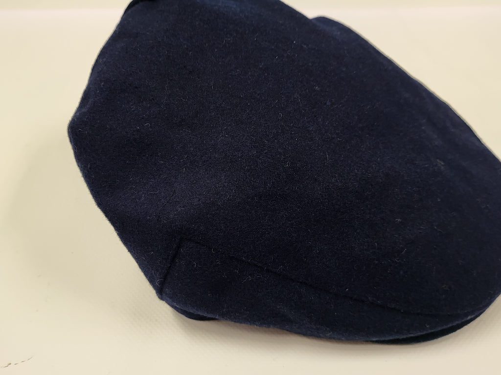 Navy Wool Flat Cap