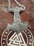 Nordic Viking Thor's Hammer Raven Pendant necklace