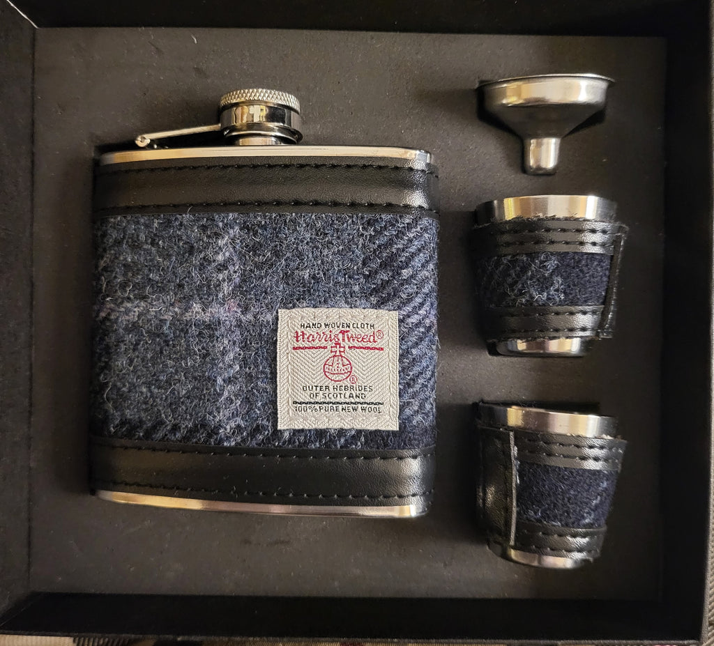 Gift Set Harris Tweed Flask & 2 Cups