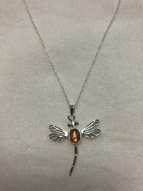 Outlander Inspired Amber Dragonfly Necklace