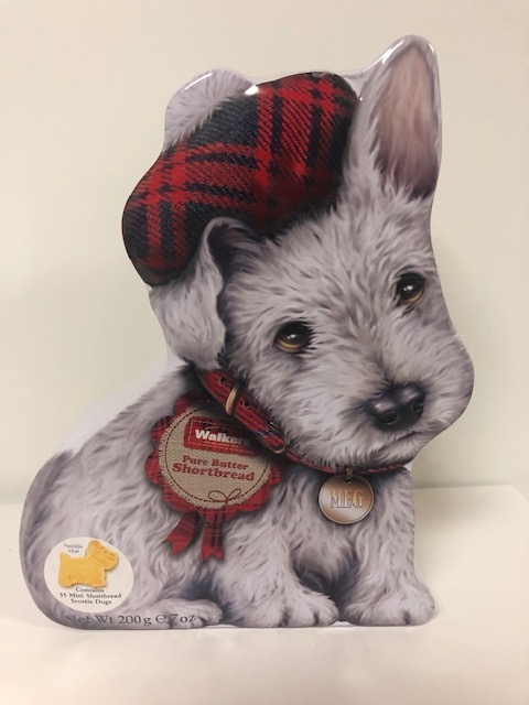 Scottish White Wee Scottie Dog Tin Walkers Shortbread