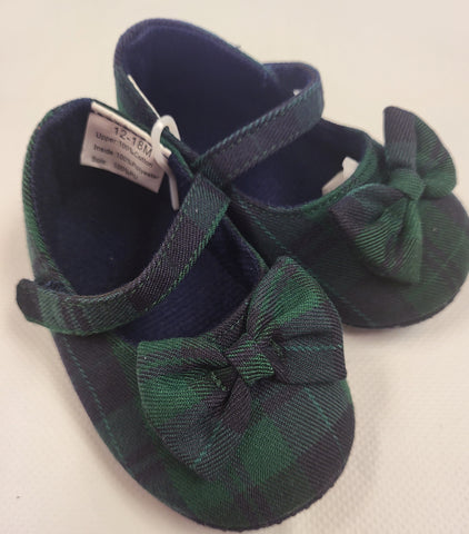 Baby Shoes Tartan Shoe with Bow in Black Watch