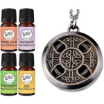 Celtic Cross Pewter Diffuser Necklace Set & 4 essential oils