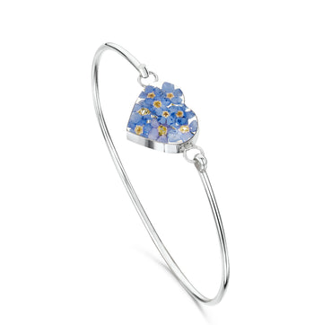 SV-Silver Bangle, Forget Me Not, heart
