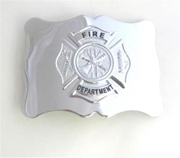 Chrome Fire Department Badge Buckle