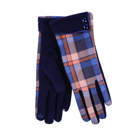 Ladies Button Cuff Check Glove