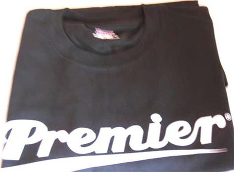 Men's Premier logo T-shirt. Black with white lettering