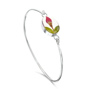 SV-Silver Bangle, Rose Bud, Oval