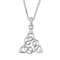 Celtic Knotwork Silver Triangle Pendant Necklace