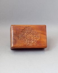 Carved Floral Cross Wooden Box