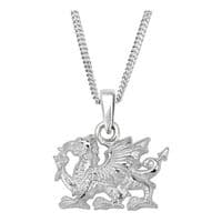 Welsh Dragon Silver Plated Pendant Necklace