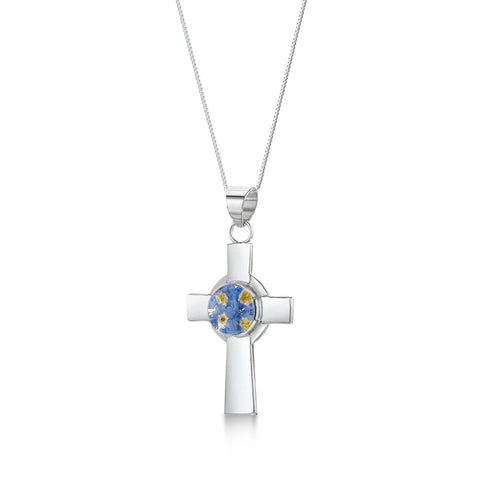 SV- Forget Me Not Celtic Cross Pendant