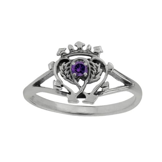 Luckenbooth Silver Ring w/ Amethyst