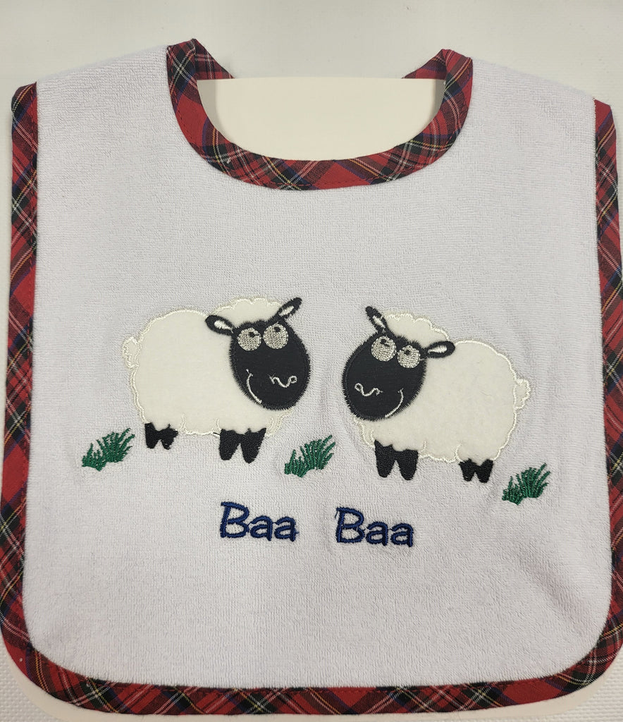 Embroidered Sheep Baby Bib
