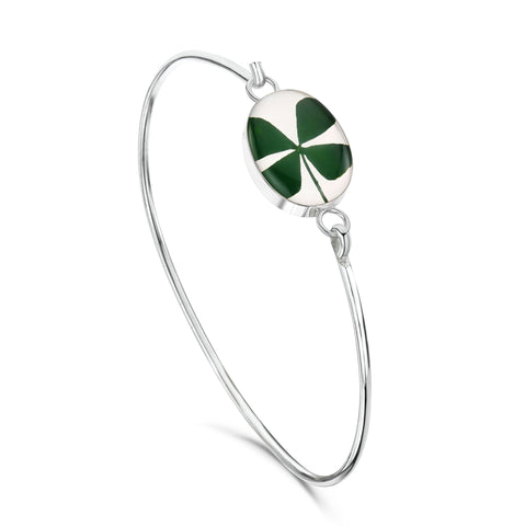 SV-Silver Bangle, Clover- oval