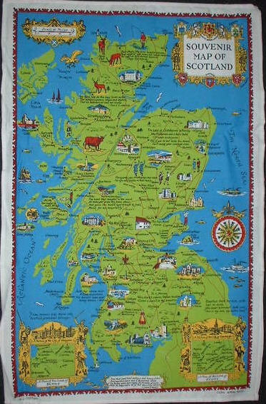 Map Of Scotland Tea Towel