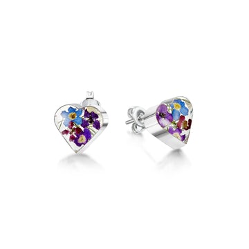 SV-Silver Stud Earrings- Purple Haze- Heart