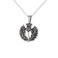 Scottish Thistle Stainless Large Pendant Necklace