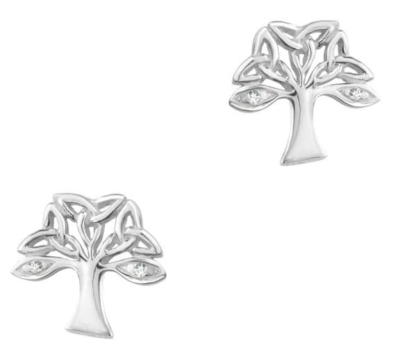 Tree Of Life Silver Stud Earrings