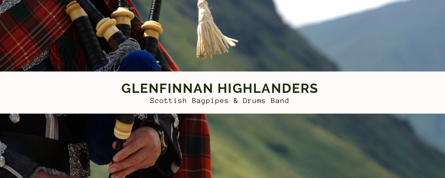 Scottish bagpipe and drums band. Glenfinnan highlanders. Taylors Croft very own bagpipe band.